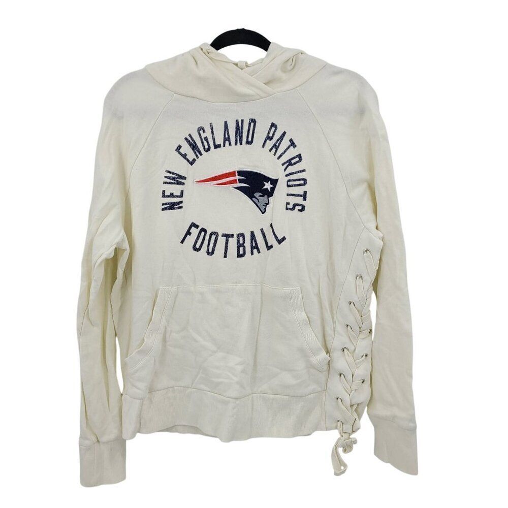 New England Patriots XL Hoodie White‎ Grommet Lace Up Detail Football Fanwear